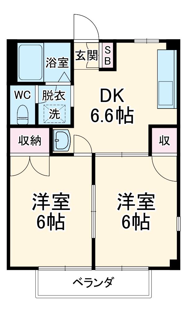 グリーンハイツA(2DK/1階)の間取り写真