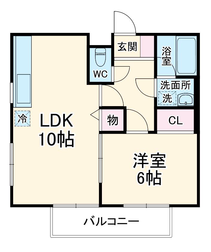 サンパティーク久野(1LDK/1階)の間取り写真