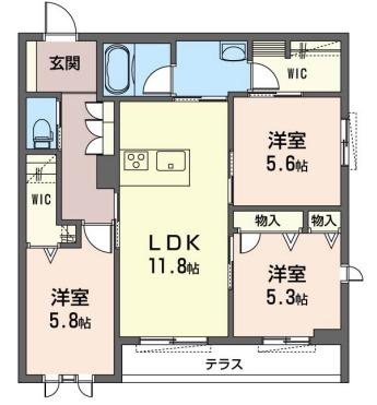 西武池袋・豊島線 所沢駅 徒歩15分 1階建 築4年(3LDK)の間取り写真