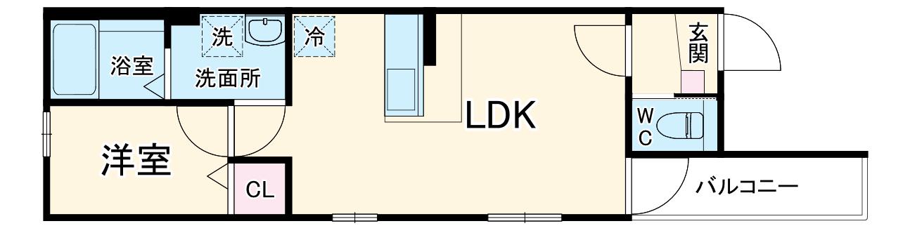 ジュエル守山Ⅱ(1LDK/1階)の間取り写真
