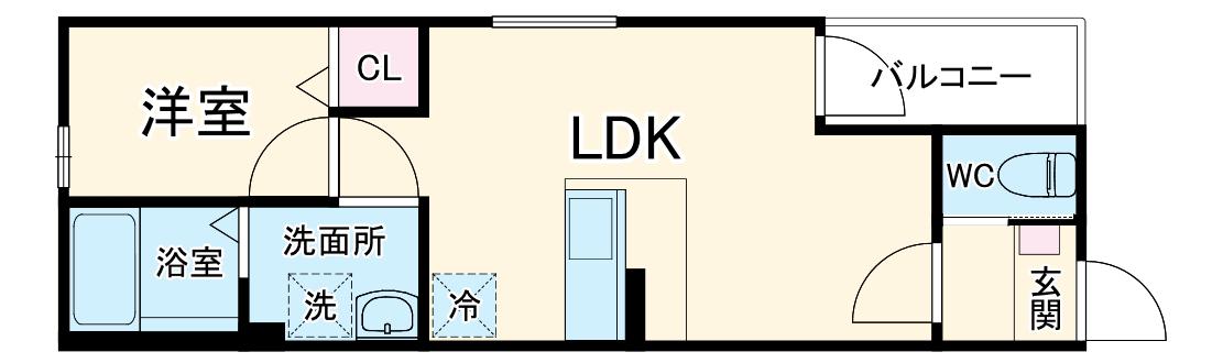 ジュエル守山Ⅱ(1LDK/1階)の間取り写真
