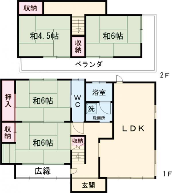 東北本線 間々田駅 徒歩44分 2階建 築49年(4LDK)の間取り写真