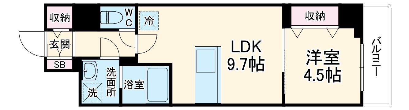 MADER(1LDK/4階)の間取り写真