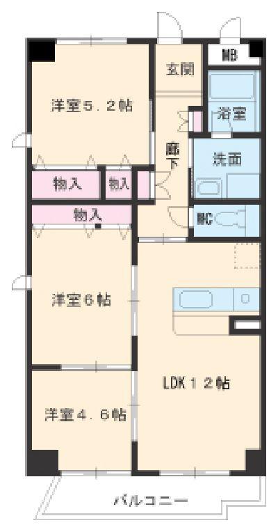 スタイラス(3LDK/3階)の間取り写真