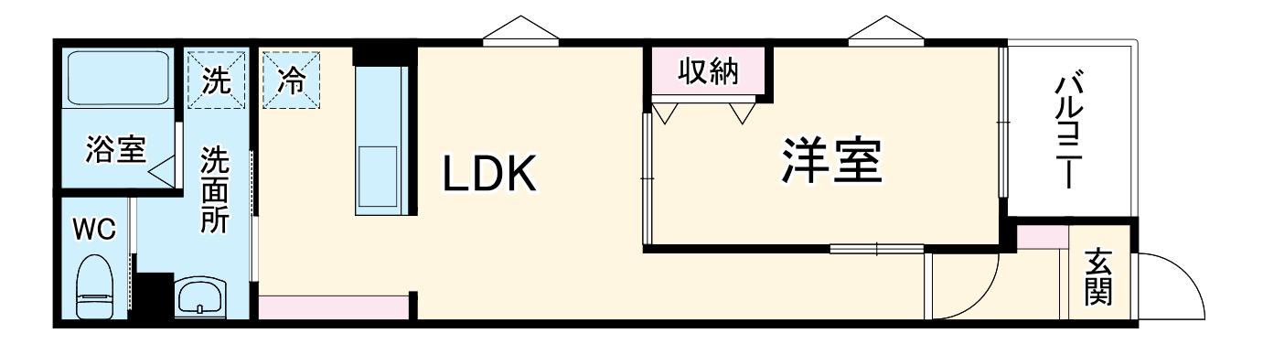 リヴェール元中野Ⅱ(1LDK/2階)の間取り写真