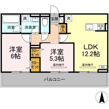 クレール林Ⅴ(2LDK/2階)の間取り写真