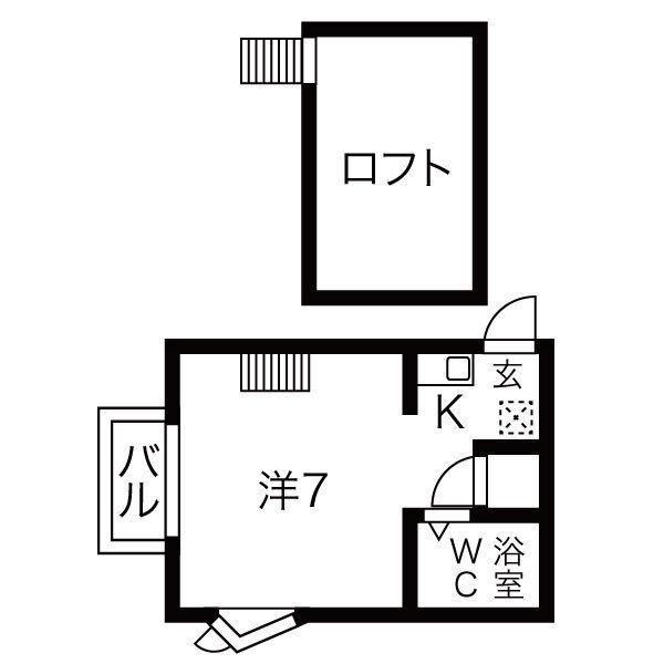 パルティーコート(1K/2階)の間取り写真