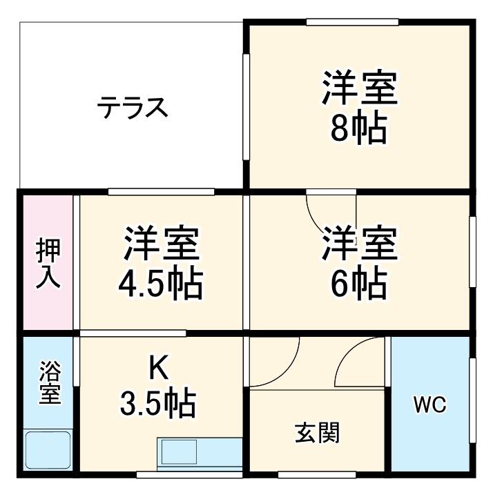 小田急電鉄小田原線 秦野駅 徒歩22分 1階建 築60年(3DK)の間取り写真