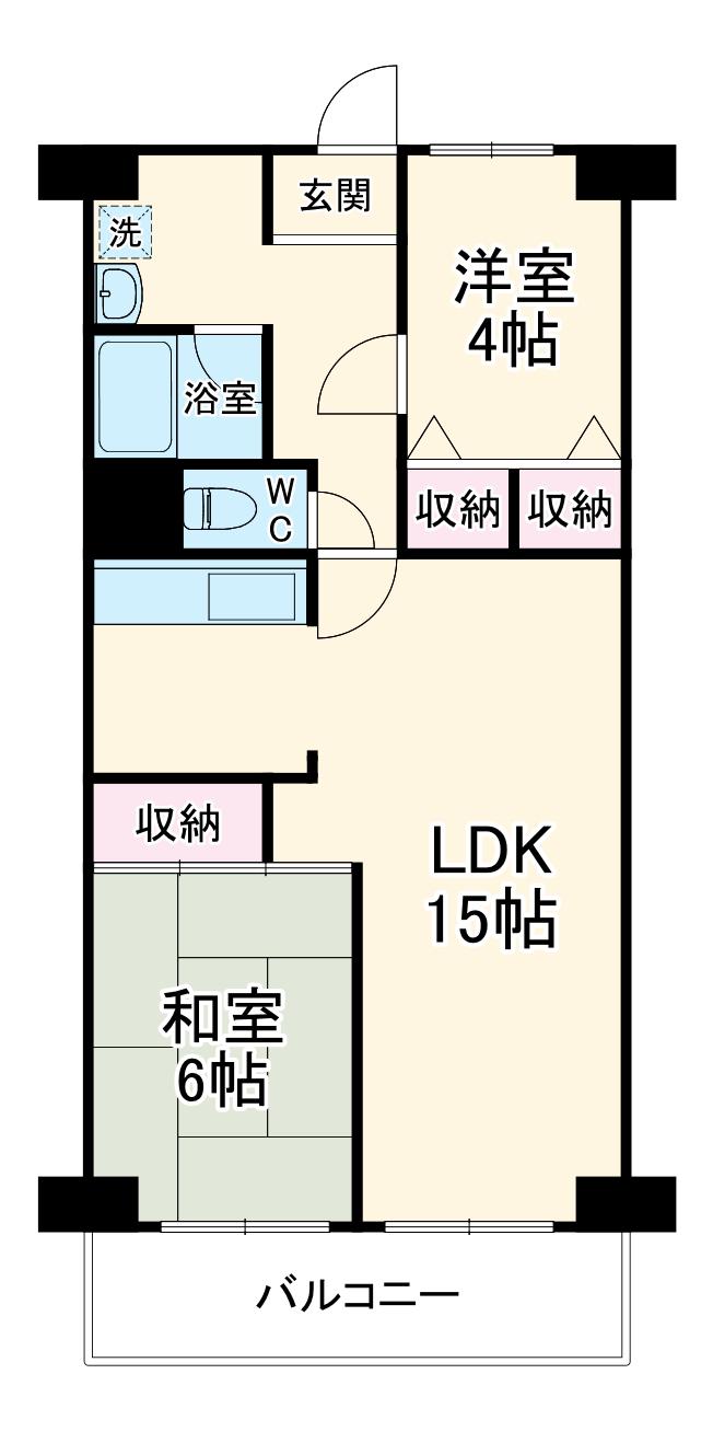 日商岩井草加マンション(2LDK/5階)の間取り写真