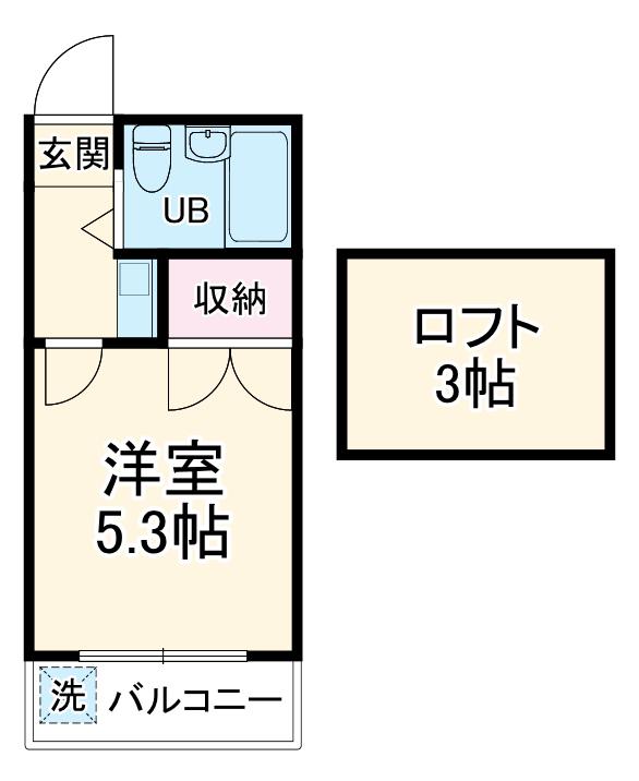 イースト(1K/2階)の間取り写真