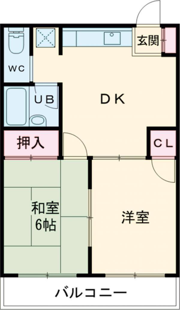 谷マンション(2DK/1階)の間取り写真