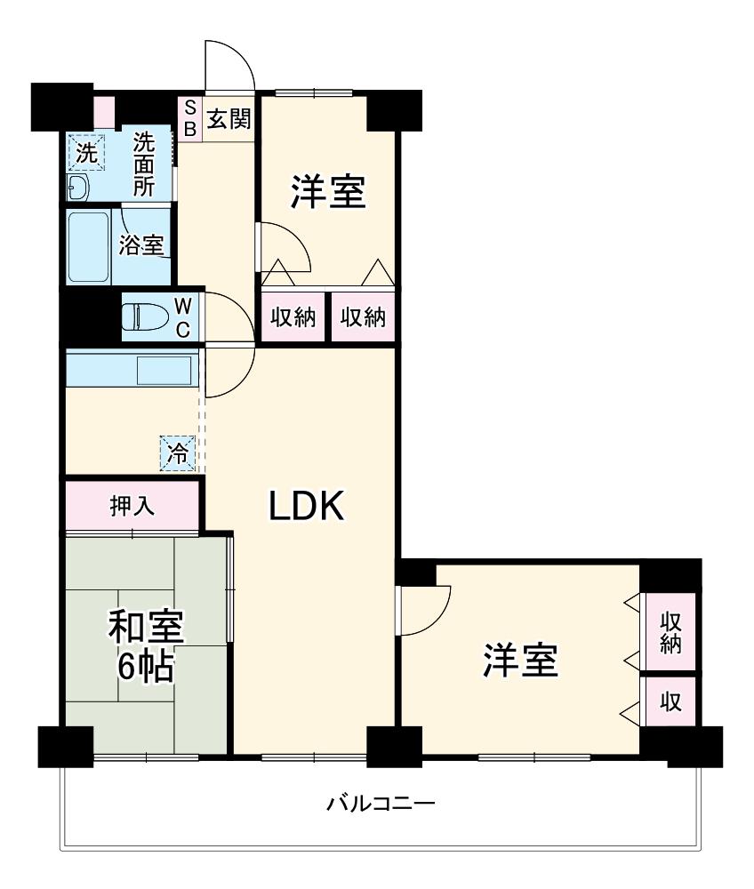 日商岩井草加マンション(3LDK/4階)の間取り写真