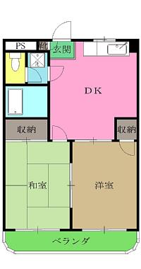 パークハイムKATAKURA(2DK/3階)の間取り写真