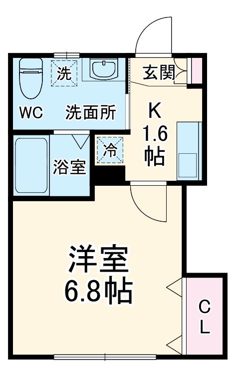 KUREHA上新城(1K/2階)の間取り写真