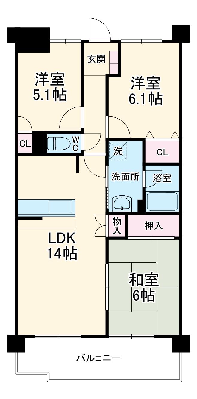 ヴォーリバージュⅢ(3LDK/2階)の間取り写真