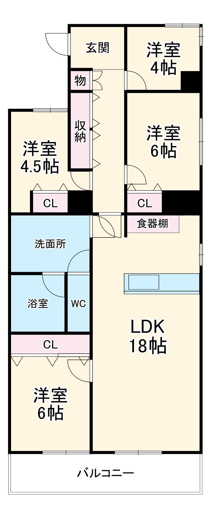 アクシス光ヶ丘 1号棟(4LDK/10階)の間取り写真