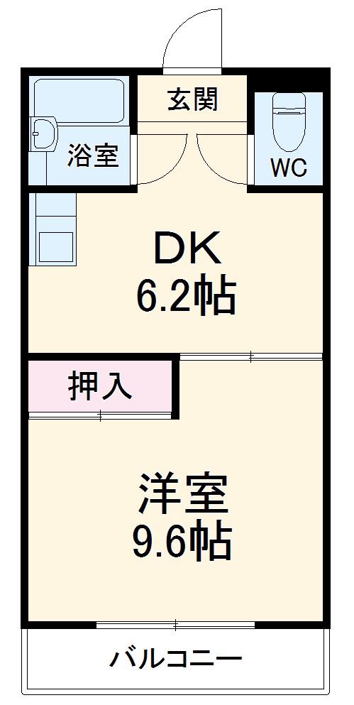 名鉄三河線 刈谷市駅 徒歩8分 4階建 築36年(1DK/4階)の間取り写真