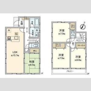 大治町大字鎌須賀戸建(4LDK/1階)の間取り写真