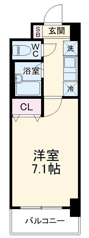レジディア浦安Ⅱ(1K/2階)の間取り写真