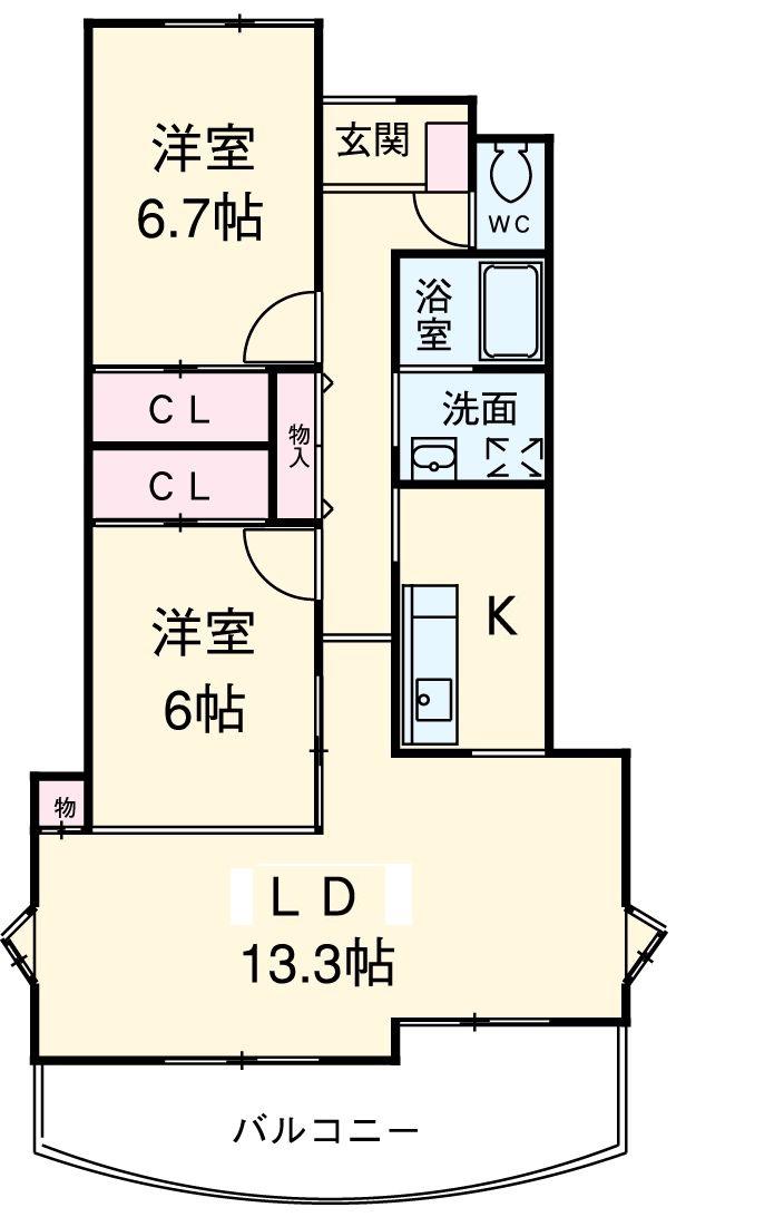 ソルデパティオ(2LDK/3階)の間取り写真