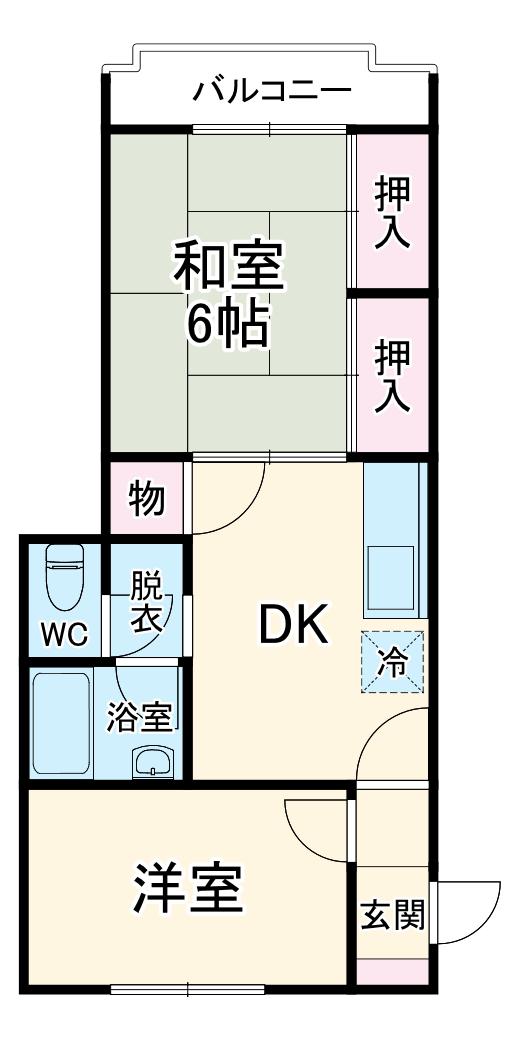 信和マンション(2DK/1階)の間取り写真