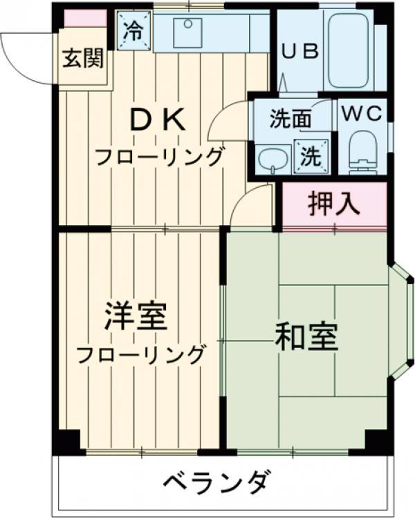 ベクヴェーム北綾瀬Ⅱ(2DK/2階)の間取り写真