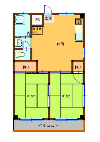 小久保ビル(2DK/3階)の間取り写真