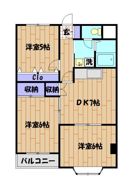エクレールさがみ野(3DK/2階)の間取り写真