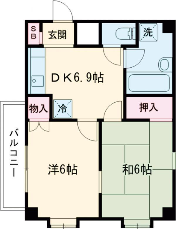 グリント(2DK/4階)の間取り写真