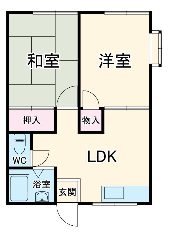 ヴィトン藤代(2LDK/1階)の間取り写真