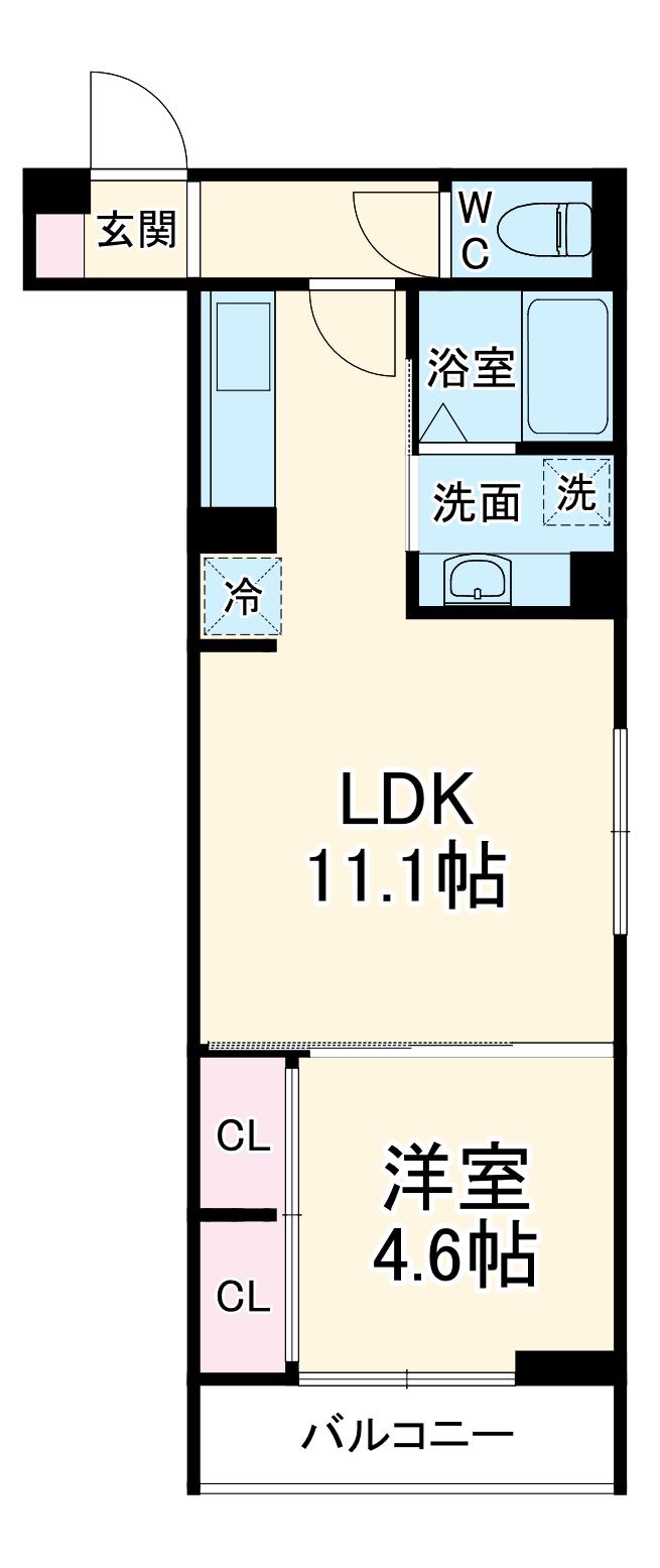D-ROOM中央Ⅰ(1LDK/2階)の間取り写真