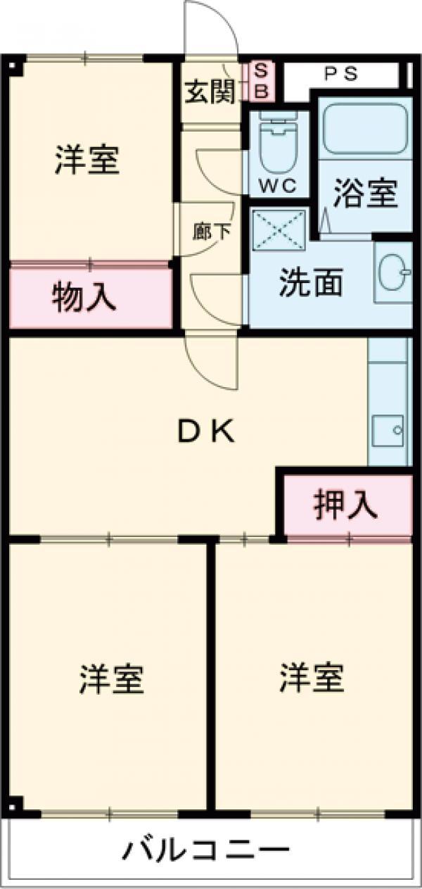 総業水戸第二ハイム(3DK/4階)の間取り写真