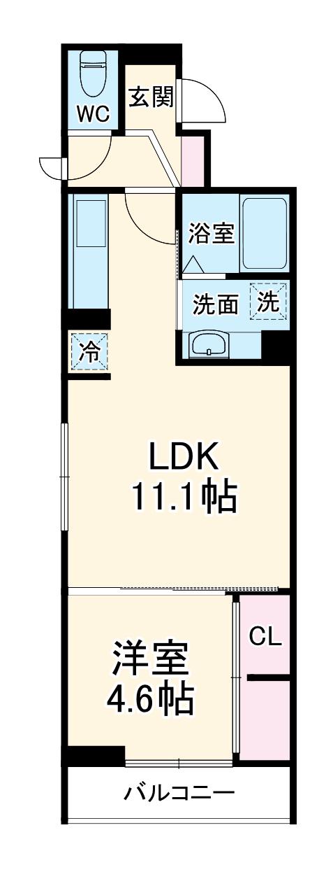 D-ROOM中央Ⅰ(1LDK/3階)の間取り写真