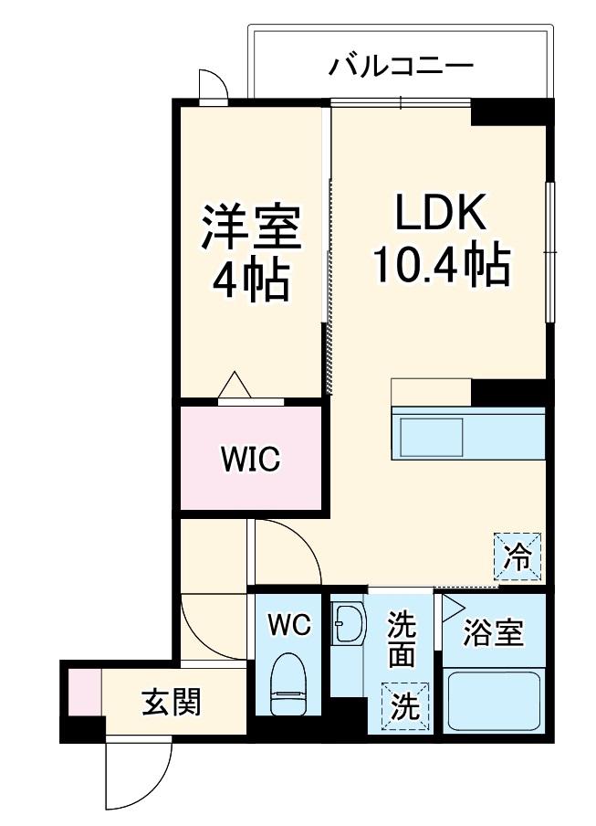 D-ROOM中央Ⅰ(1LDK/3階)の間取り写真