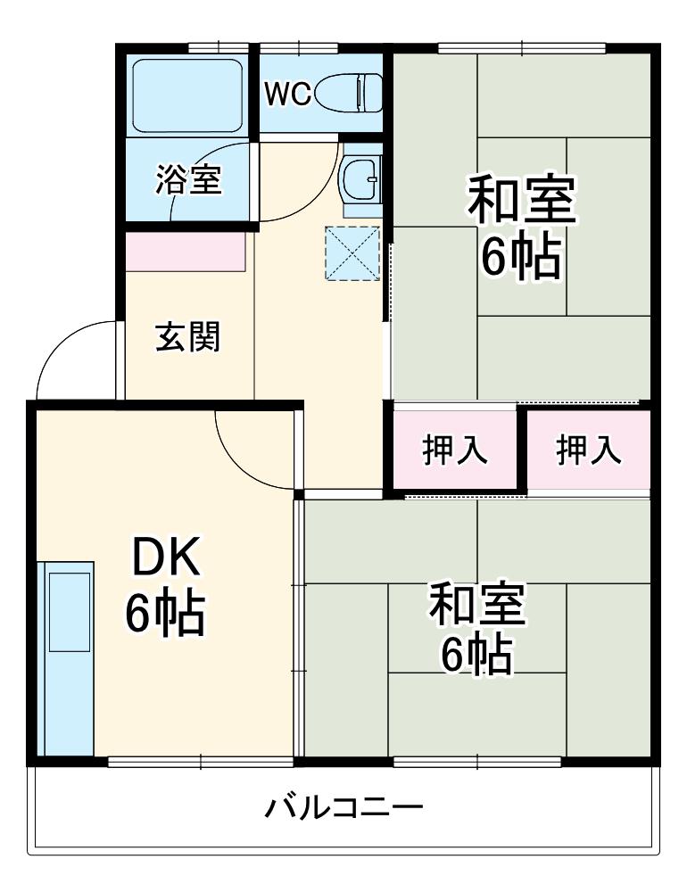 湯本グリーンヒルズ(2DK/4階)の間取り写真