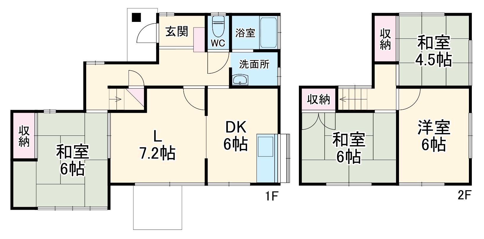 名鉄各務原線 鵜沼宿駅 徒歩15分 2階建 築48年(4LDK)の間取り写真