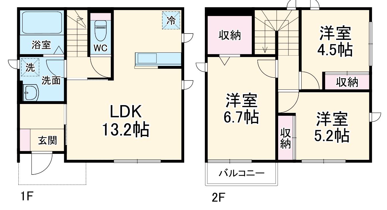 京浜東北・根岸線 大船駅 徒歩24分 2階建 新築(3LDK)の間取り写真