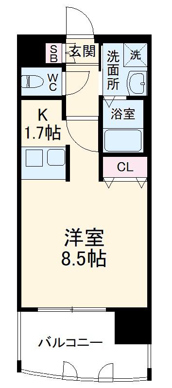 プレサンス名古屋駅前ヴェルロード(ワンルーム/2階)の間取り写真