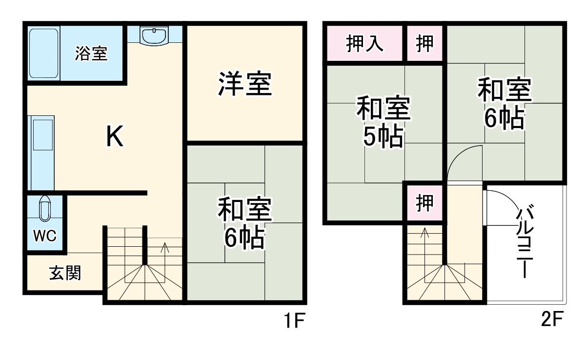 近鉄湯の山線 中川原駅 徒歩7分 2階建 築43年(4DK)の間取り写真