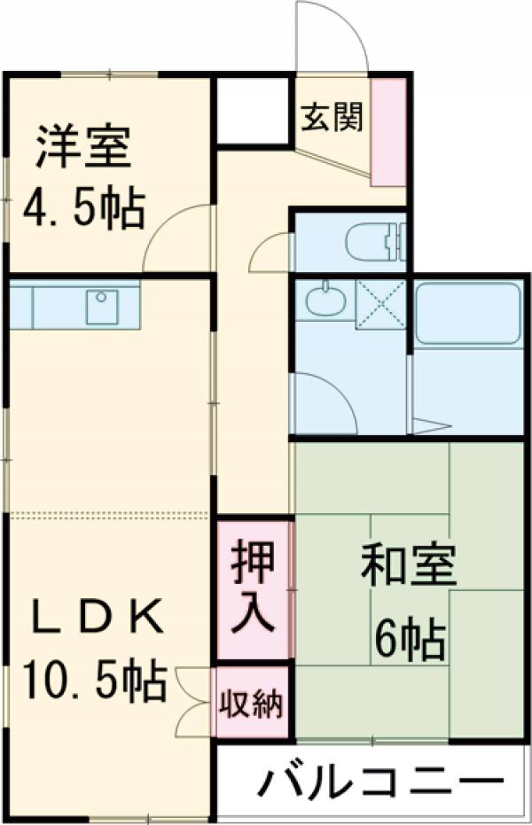 イーストヴィレッジ C棟(2LDK/3階)の間取り写真