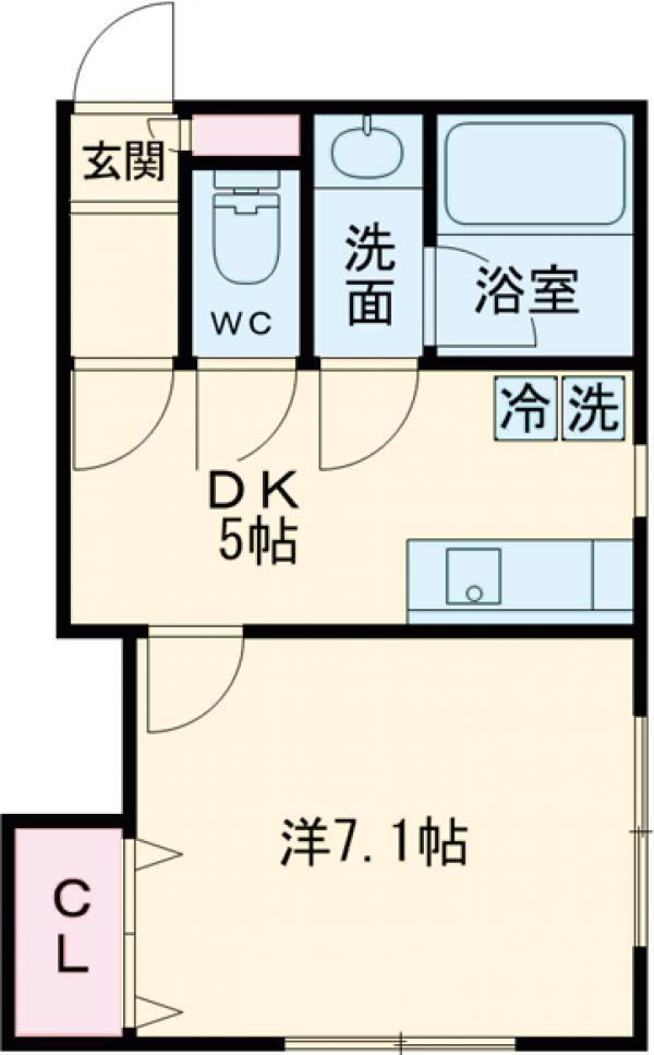 ルミエール喜多見(1DK/2階)の間取り写真