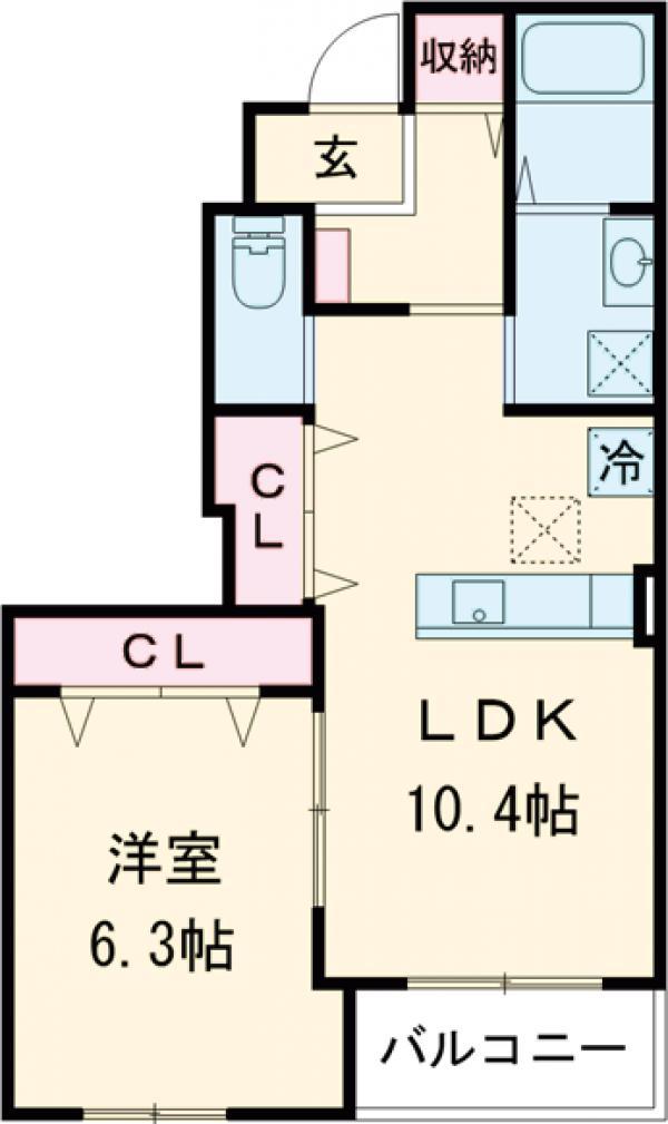 ルミナス ケイポート(1LDK/1階)の間取り写真