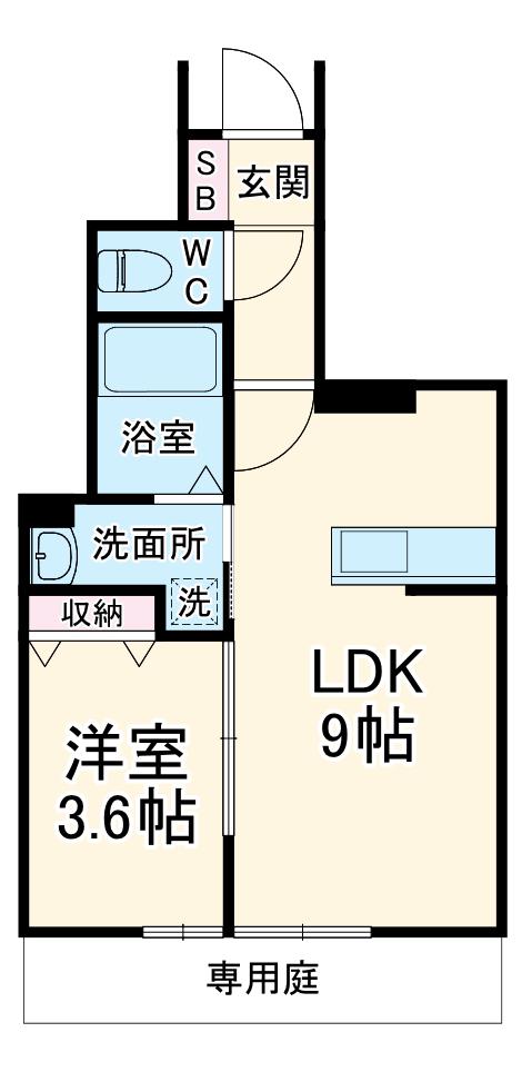 AVANTIA SAGE 中島新町(1LDK/1階)の間取り写真