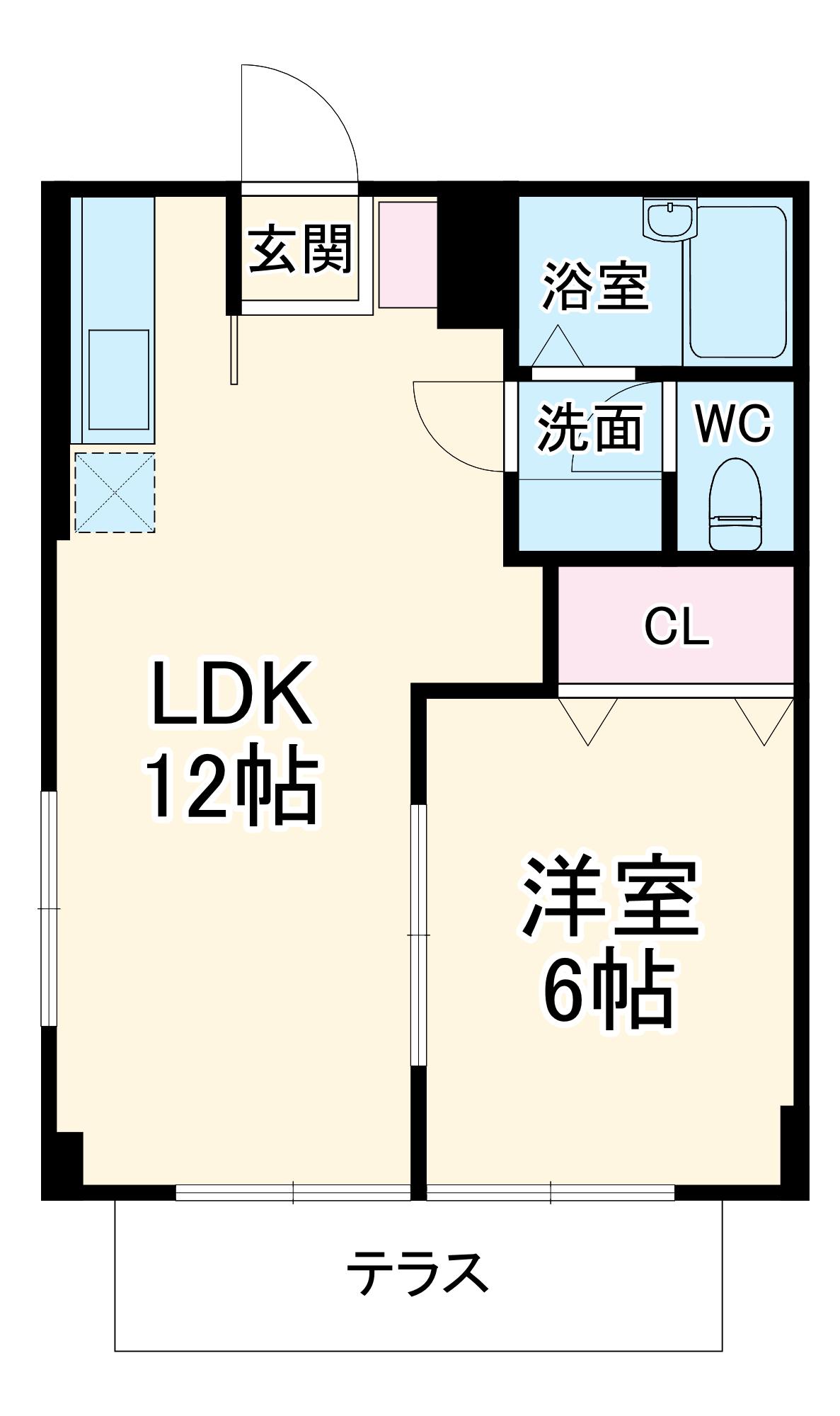 メゾンアサバ(1LDK/1階)の間取り写真