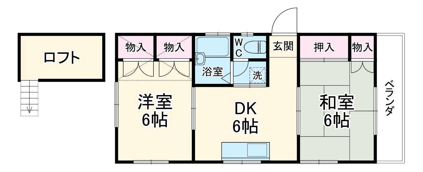 稲越アパート(2DK/1階)の間取り写真