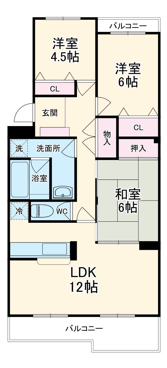 サン梅ノ木沢A棟(3LDK/3階)の間取り写真