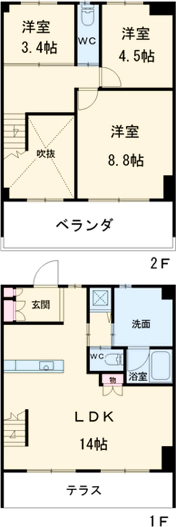 東山元町ハウス(3LDK/1階)の間取り写真