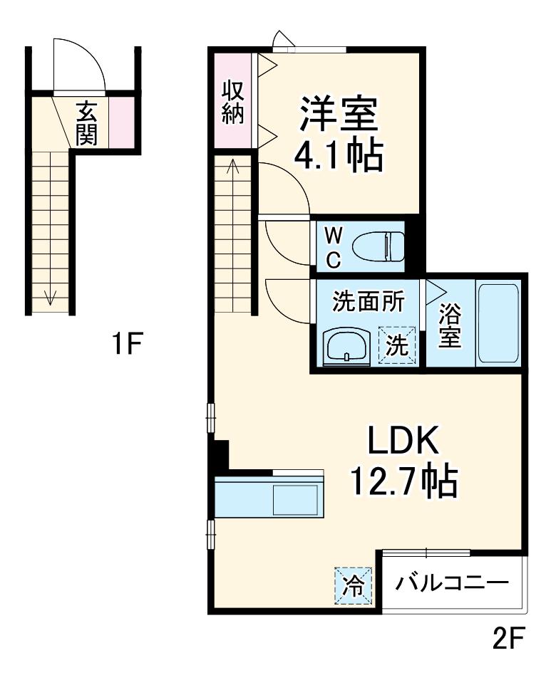 AVANTIA SAGE 中島新町(1LDK/2階)の間取り写真
