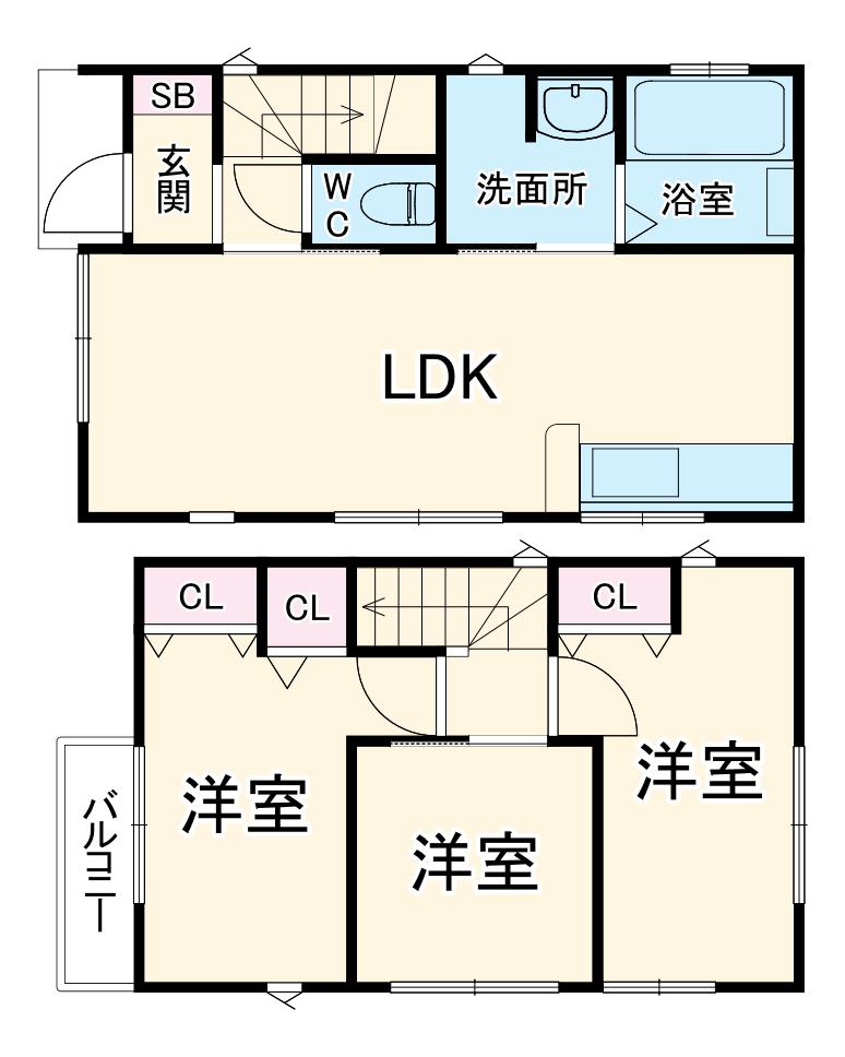 高崎線 北上尾駅 徒歩44分 2階建 新築(3LDK)の間取り写真