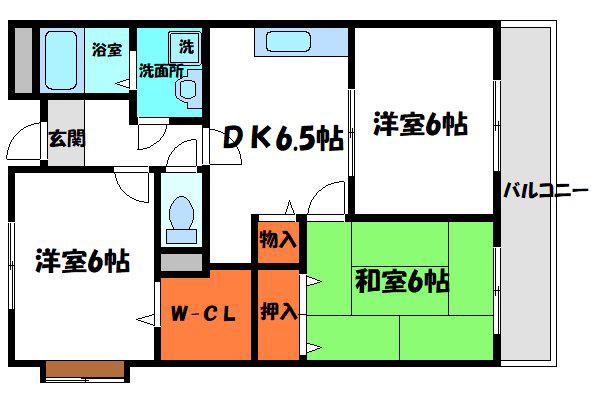ソレイユ・ルヴァン(3DK/4階)の間取り写真